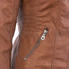 Victoria | Women's Hooded Faux Leather Moto Jacket Zip-Up 8
