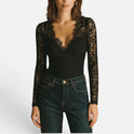 Lace Sleeve V Neck Blouse
