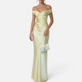 Off Shoulder Satin Maxi Dress