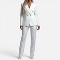 Double Breasted Blazer Straight Leg Trousers Long Sleeve Suit Set