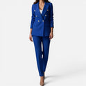 Double Breasted Blazer Straight Leg Trousers Long Sleeve Suit Set