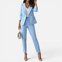 Double Breasted Blazer Straight Leg Trousers Long Sleeve Suit Set