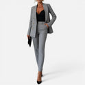 Double Breasted Blazer Straight Leg Trousers Long Sleeve Suit Set