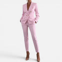 Double Breasted Blazer Straight Leg Trousers Long Sleeve Suit Set