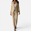 Double Breasted Blazer Straight Leg Trousers Long Sleeve Suit Set