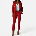 Double Breasted Blazer Straight Leg Trousers Long Sleeve Suit Set