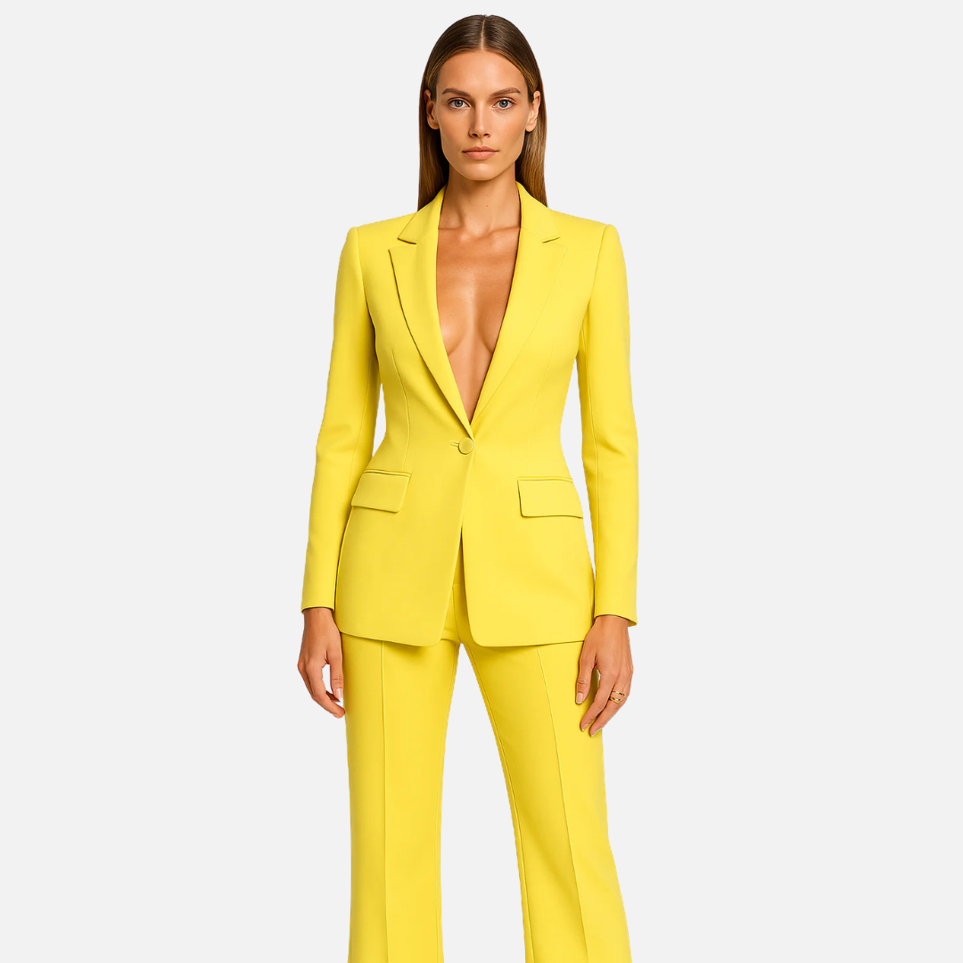 Women's Elegant Blazer and Trouser Set with Crease 0