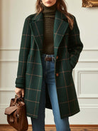 Women's Retro Lapel Plaid Tweed Coat 0