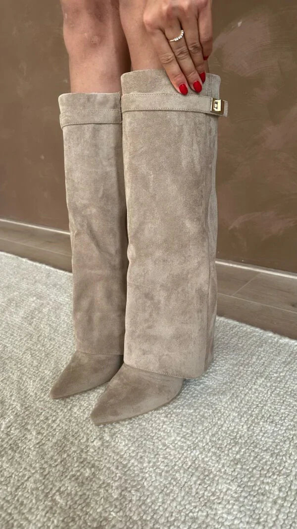 Women's high heeled boots – Elegant design with gold detail 0