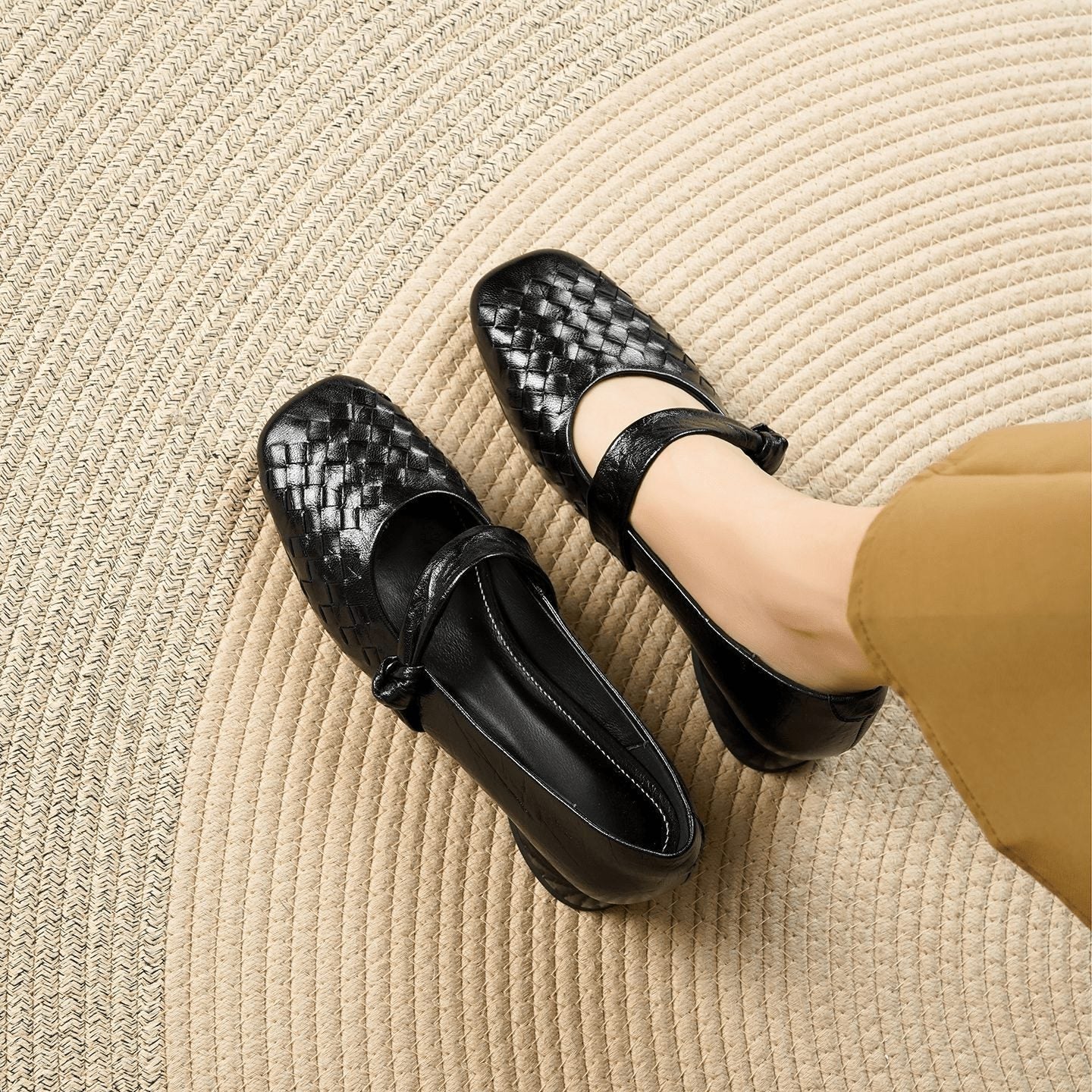 Woven Mary Jane Flats for Women 0