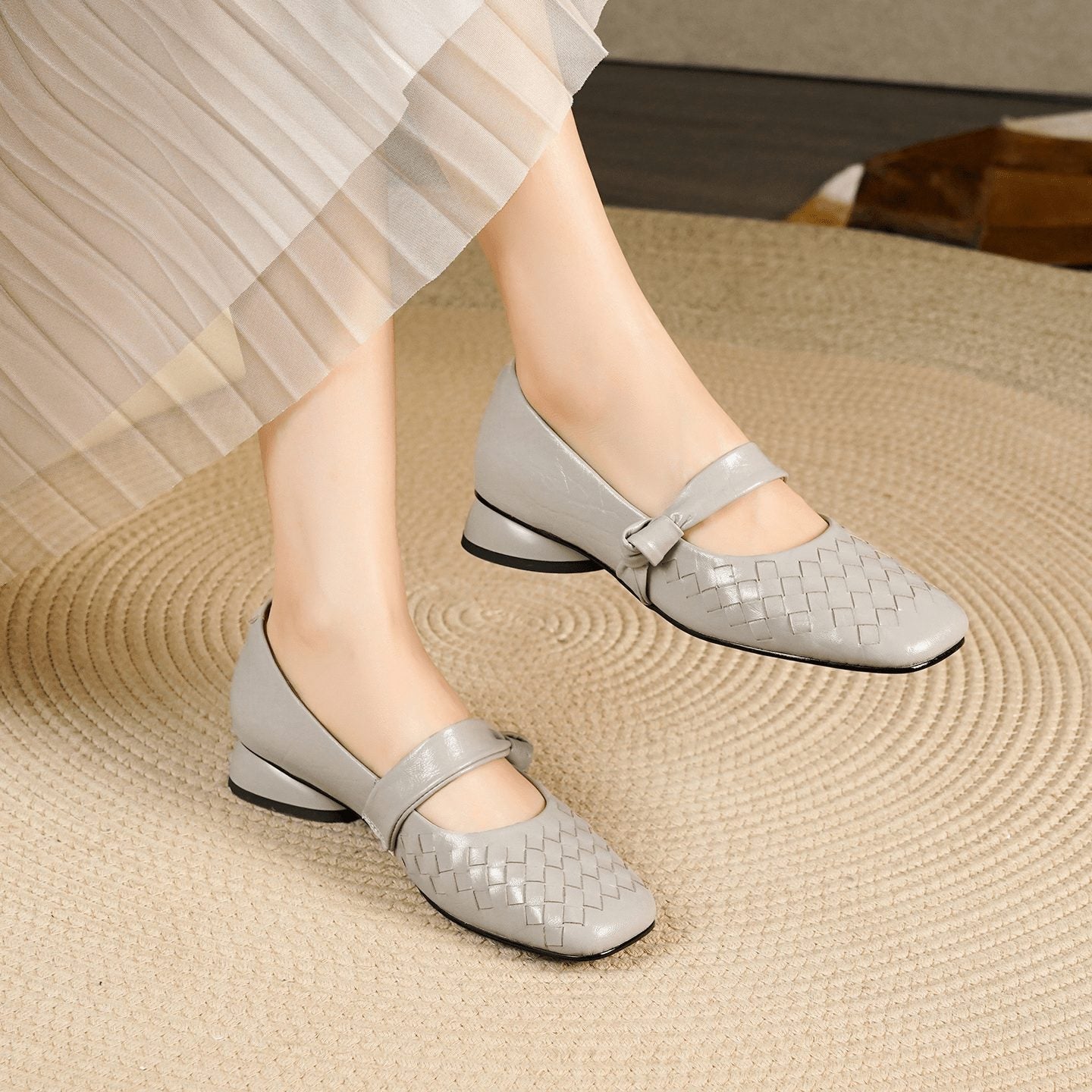 Woven Mary Jane Flats for Women 1