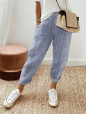 Women's Relaxed Fit Striped Pants with Pockets