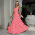 Women's Open Back Floral Lace Maxi Dress