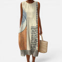 Midi Dress Geometric Print Sleeveless Round Neck