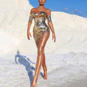 Women's Midi Dress – Sequin, Sheer Sleeves, Bodycon