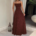 Women's Open Back Floral Lace Maxi Dress