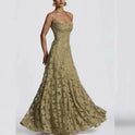 Women's Open Back Floral Lace Maxi Dress