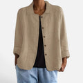 Button Front Linen Blend Jacket