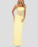 Maxi Dress Lace Panel Sleeveless Square Neck