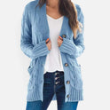 Cable Knit Cardigan Button Front Long Sleeve