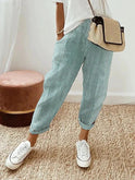 Women's Relaxed Fit Striped Pants with Pockets
