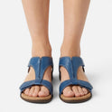 Orthopedic Hook and Loop Open Toe Flat Casual Sandals