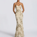 Women's Floral Embroidered Bustier Maxi Dress