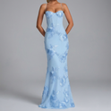 Women's Floral Embroidered Bustier Maxi Dress