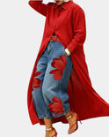 Women's Long Shirt Dress and Floral Print Jeans Set
