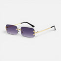 Rimless Sunglasses Rectangular Metal Frame Eyewear