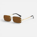 Rimless Sunglasses Rectangular Metal Frame Eyewear