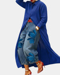 Women's Long Shirt Dress and Floral Print Jeans Set