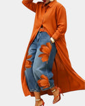 Women's Long Shirt Dress and Floral Print Jeans Set