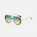 Aviator Sunglasses Metal Frame Gradient Lenses