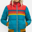 Hooded Puffer Jacket Quilted Zip Front Long Sleeve