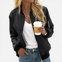 Women's Zip Front Bomber Jacket with Elastic Cuffs