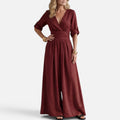 Wrap Waist Wide Leg Jumpsuit