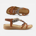 Orthopedic Sandals Beaded Strappy Open Toe Boho Detail