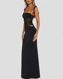 Maxi Dress Lace Panel Sleeveless Square Neck