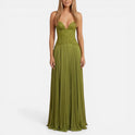 Women's Pleated Chiffon Maxi Dress with Corset Top