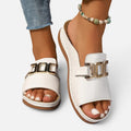 Slip On Sandals Open Toe Metal Detail