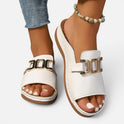 Orthopedic Slip On Sandals Open Toe Metal Detail