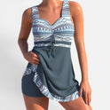 Swimdress Two Piece Printed Sweetheart Neck Swimwear