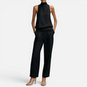 Two Piece Set Sleeveless High Neck Wide Leg Pants