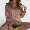 Women's Pajama Set – Satin, Long Sleeve