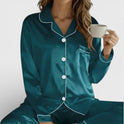 Women's Pajama Set – Satin, Long Sleeve