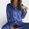 Women's Pajama Set – Satin, Long Sleeve