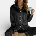 Women's Pajama Set – Satin, Long Sleeve