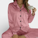 Women's Pajama Set – Satin, Long Sleeve