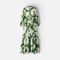 Maxi Dress Tiered Long Sleeve Printed Stand Collar